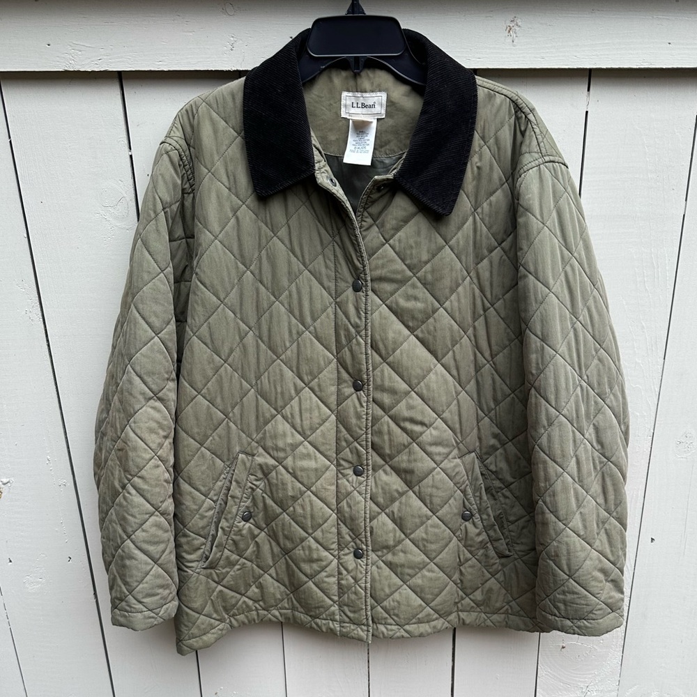 Quilted Olive Green Vintage Chore Jacket Size Large